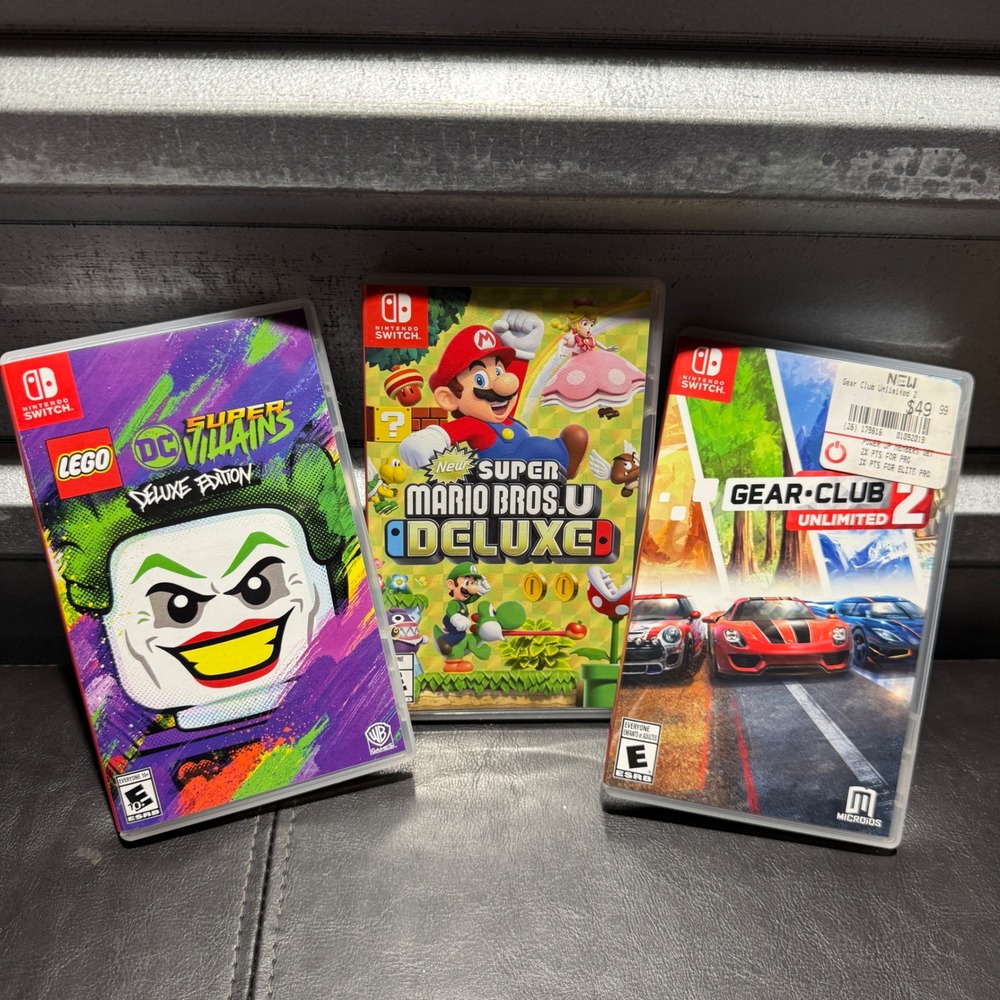 CASE ONLY Lot Nintendo Switch Mario Bros U Deluxe LEGO Super Villains Gear Club